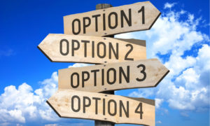 sign post reading option 1,2,3,4