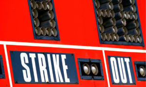 strike section of baseball scoreboard