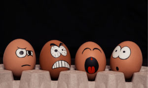 eggs with angry faces on them
