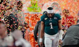 Jalen Hurts and the Eagles lost narrowly in Sunday's Super Bowl.