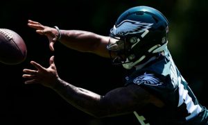 Eagles RB Kenneth Gainwell catches pass during practice. Betr CEO Joey Levy said the sportsbook's arrival in PA before September will be followed by its online casino "in the next year or so."
