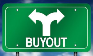 Road sign with the word "buyout" on it and arrows pointing different directions. Multiple gambling experts believed a Boyd Gaming and PENN Entertainment merger was unlikely until newer information came to light.