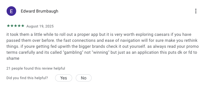 Caesars-Palace-Google-Play-Rating