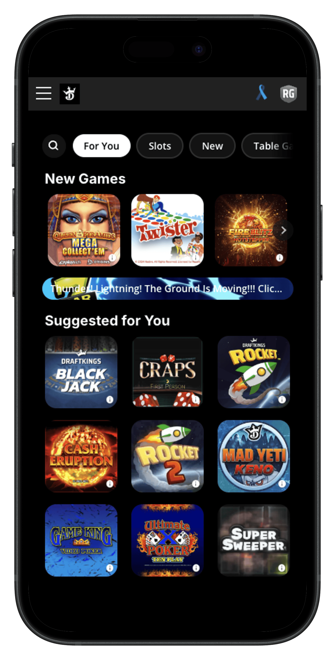 DraftKings Online Casino App Screenshot