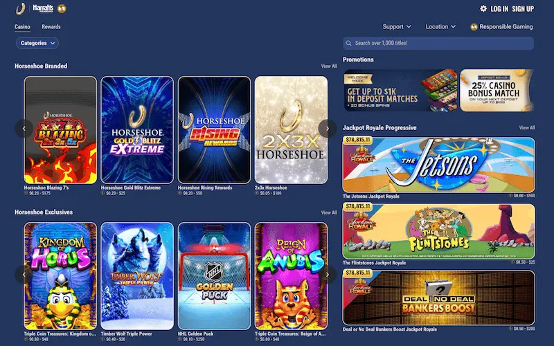 Horseshoe Online Casino home page