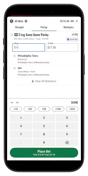 Caesars Sportsbook sample bet