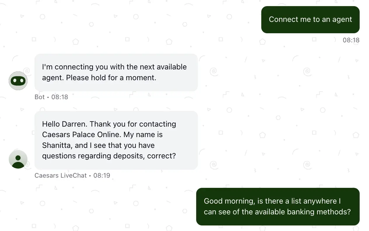 Caesars Sportsbook live chat support