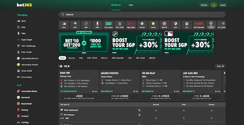 bet365 PA Sportsbook home page