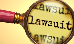 Lawsuit text within magnifying glass
