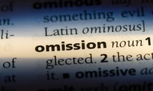Dictionary definition of the word omission