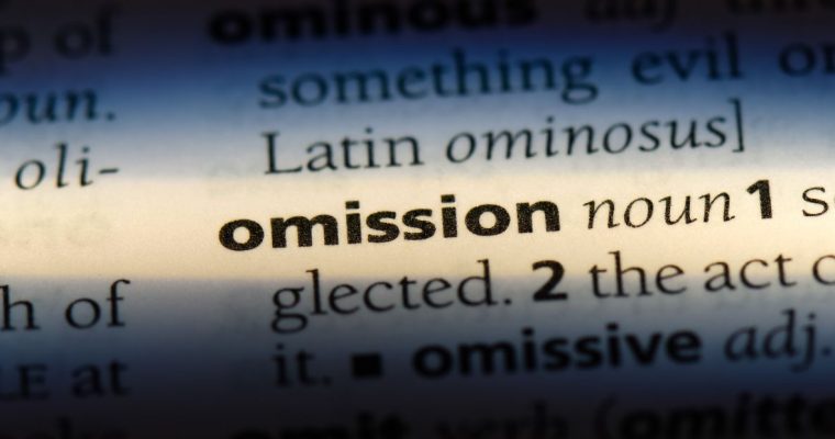 Dictionary definition of the word omission