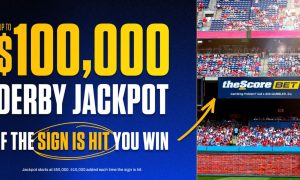 theScore Bet $100,000 Home Run Derby jackpot promo graphic