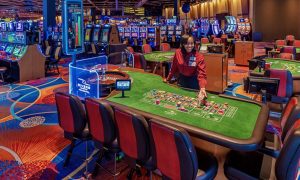 Rivers Casino Philadelphia dealer demonstrating roulette at a table games pit