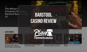 Barstool Casino Review: Online casino homepage featuring Barstool promotions, casino content, and Play Pennsylvania logo