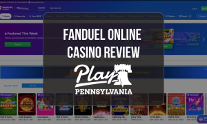 FanDuel Casino Review: Online casino homepage showcasing slots, jackpots, table games, and Play Pennsylvania review overlay