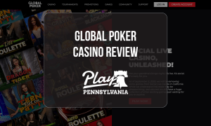 Global Poker Casino platform showing live casino games, roulette and blackjack for the PlayPA casino review