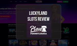 LuckyLand Slots Review featured image showing the closure notice and online slot games for the PlayPA review