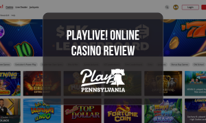 PlayLive! Online Casino Review featured image showing the PlayLive! Pennsylvania casino lobby, slots, blackjack and featured casino games