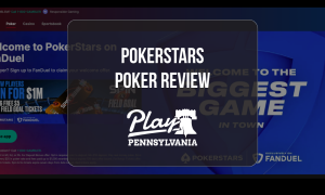 PokerStars Poker Pennsylvania platform showing the FanDuel-powered poker experience and new player promotion for the PlayPA poker review