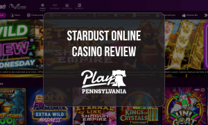 Stardust Online Casino lobby showing slots, blackjack, live dealer games and featured titles for the PlayPA casino review
