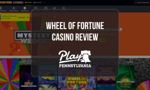 Wheel of Fortune Online Casino Pennsylvania lobby showing popular casino games and promotions for the PlayPA casino review